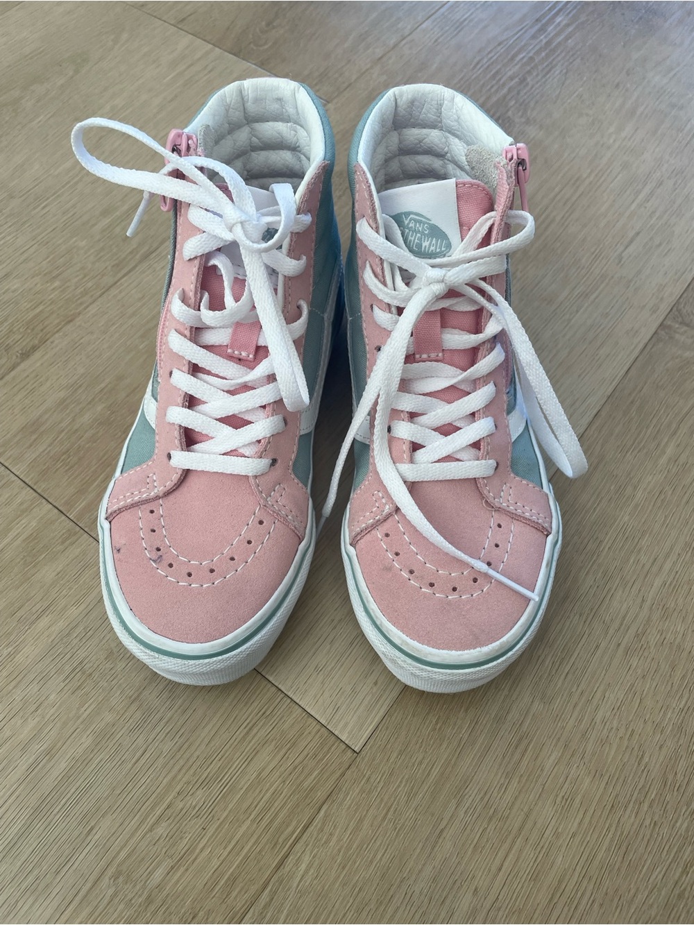 Vans Kids High-Top Sneakers in Pink and Light Blue